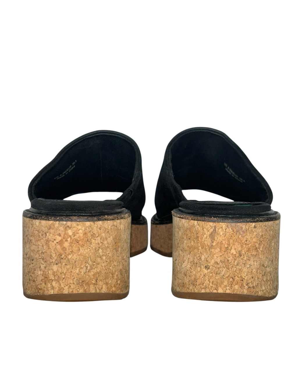 Vince Maddy-B Black Suede Cork Platform Slide Sandals Size 8.5 - Picture 11 of 14